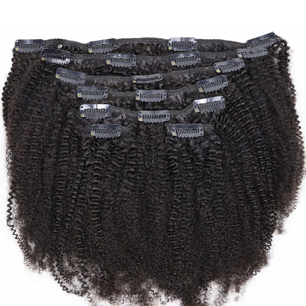 4C Clip Virgin Human Hair Bundles 120 Gram Clip In Hair Extensions for African Black Women