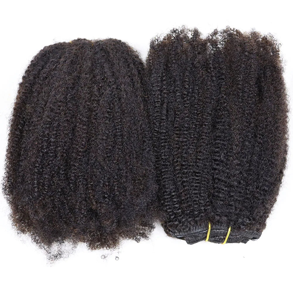 4C Clip Virgin Human Hair Bundles 120 Gram Clip In Hair Extensions for African Black Women