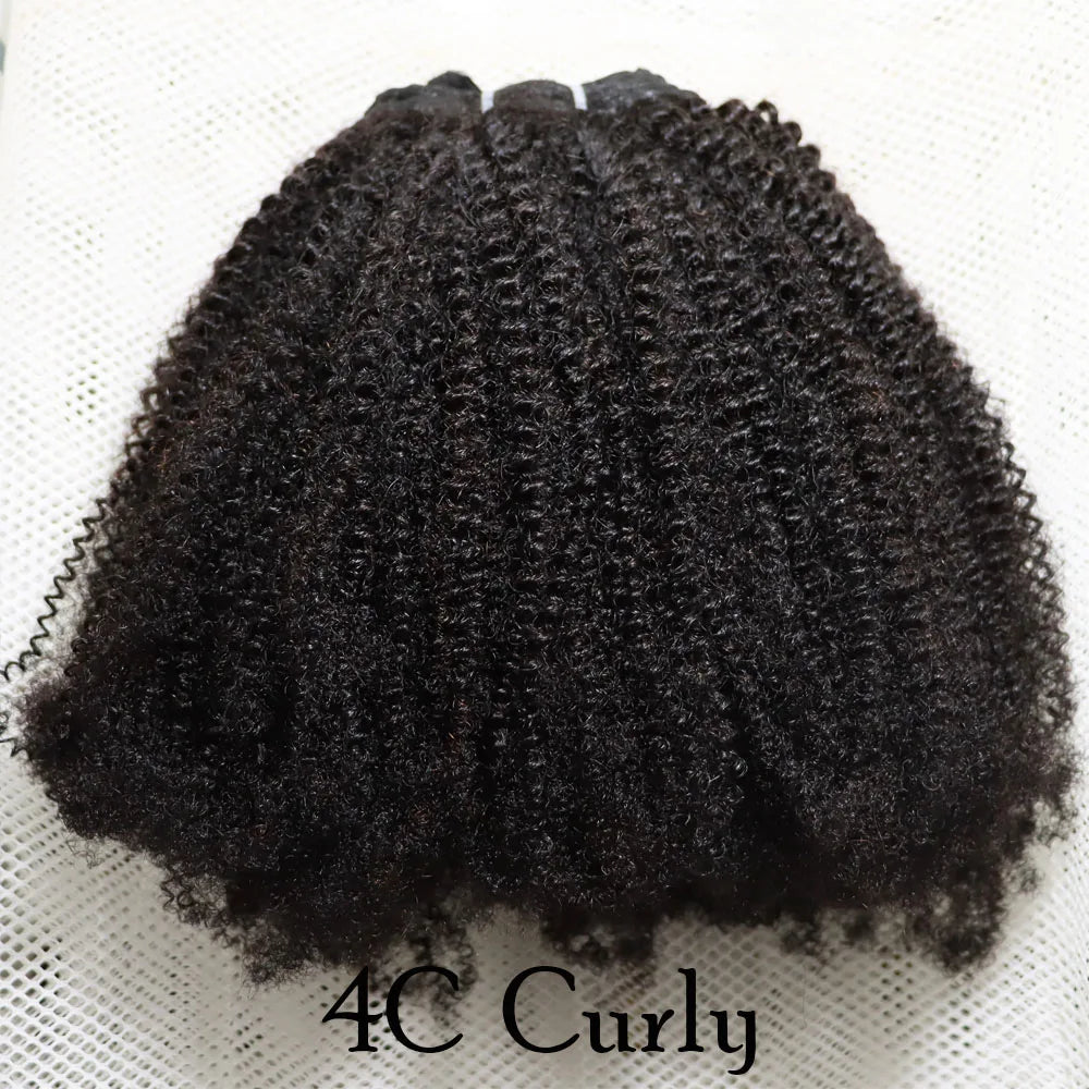 Human Hair Weft Different 4C Afro Kinky Curly Virgin Brazilian Human Hair Extensions Weave Bundles