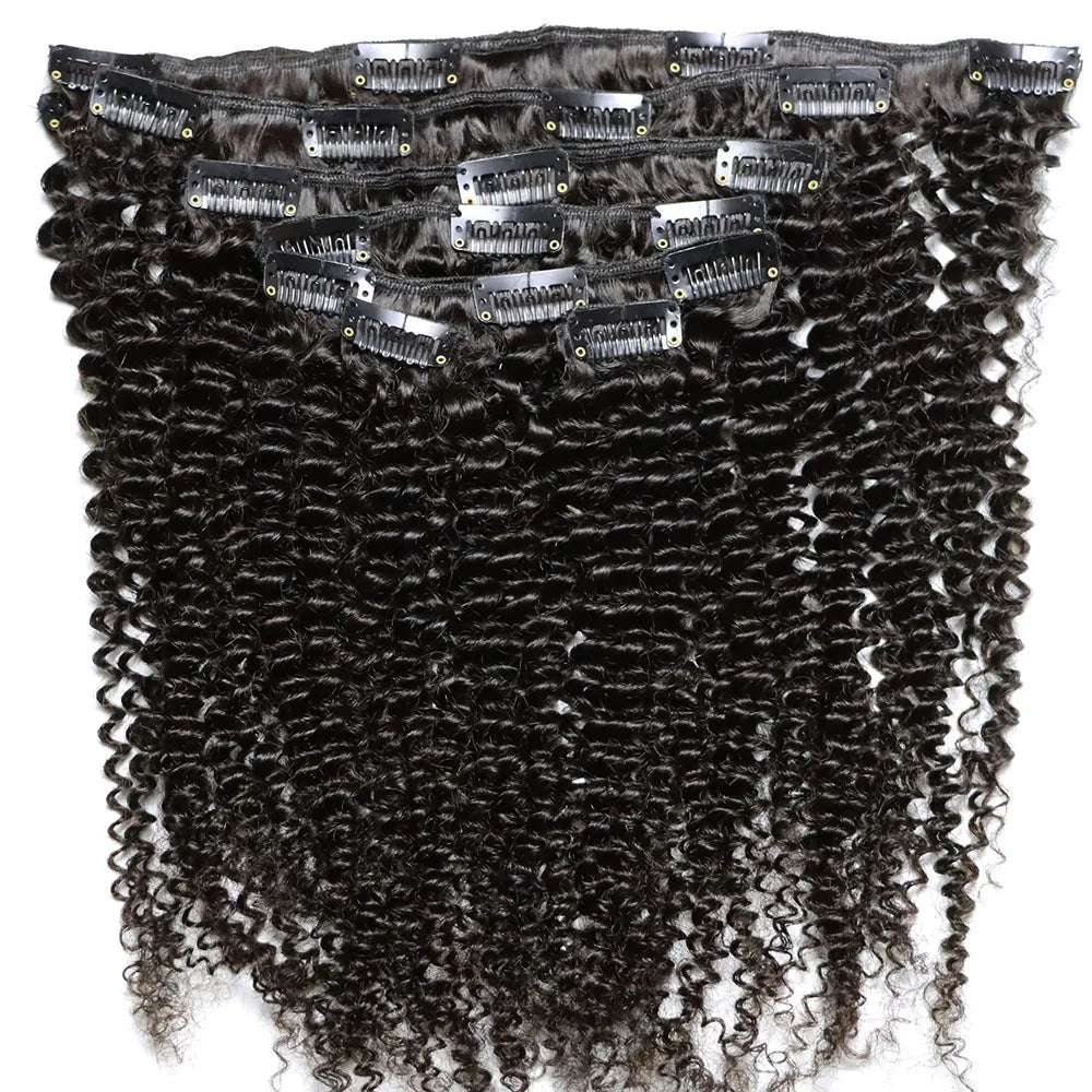 4C Clip Virgin Human Hair Bundles 120 Gram Clip In Hair Extensions for African Black Women