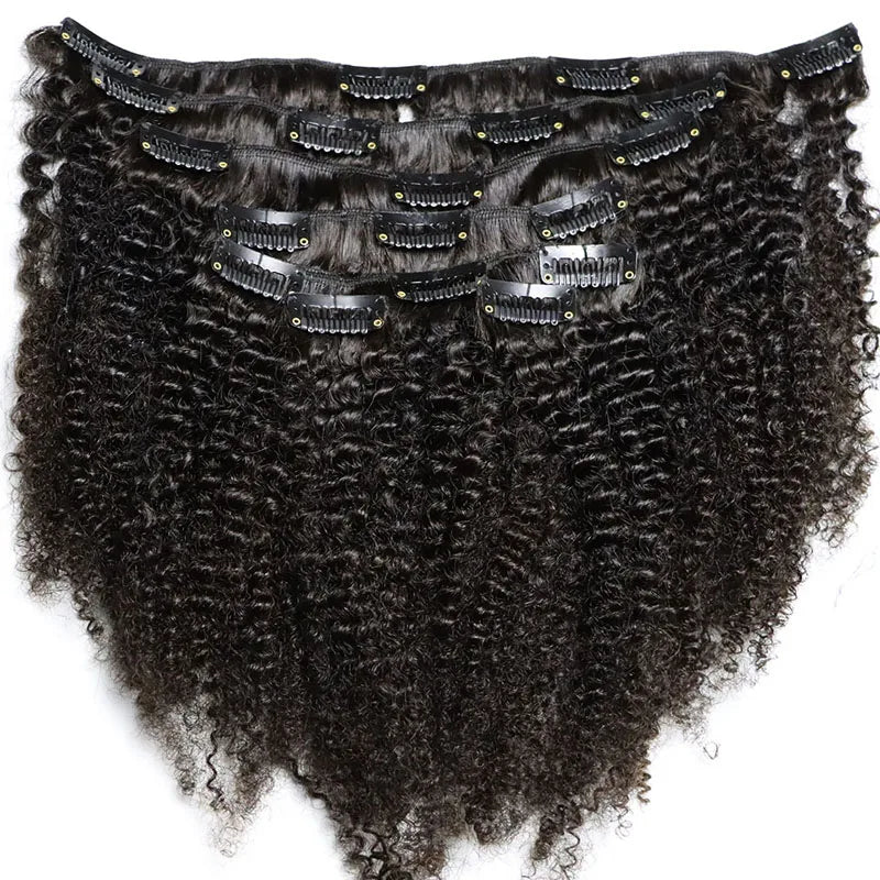 4C Clip Virgin Human Hair Bundles 120 Gram Clip In Hair Extensions for African Black Women