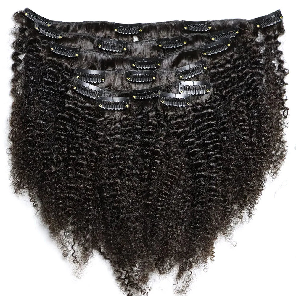 4C Clip Virgin Human Hair Bundles 120 Gram Clip In Hair Extensions for African Black Women