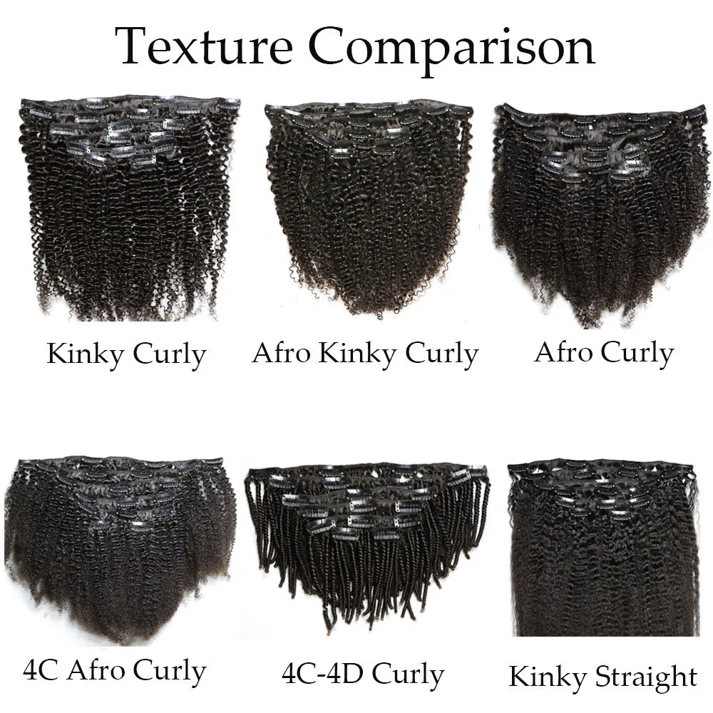 4C Clip Virgin Human Hair Bundles 120 Gram Clip In Hair Extensions for African Black Women