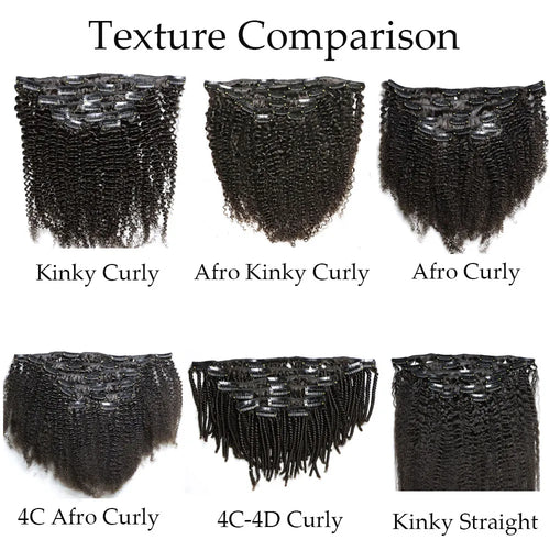 4C Clip Virgin Human Hair Bundles 120 Gram Clip In Hair Extensions for African Black Women