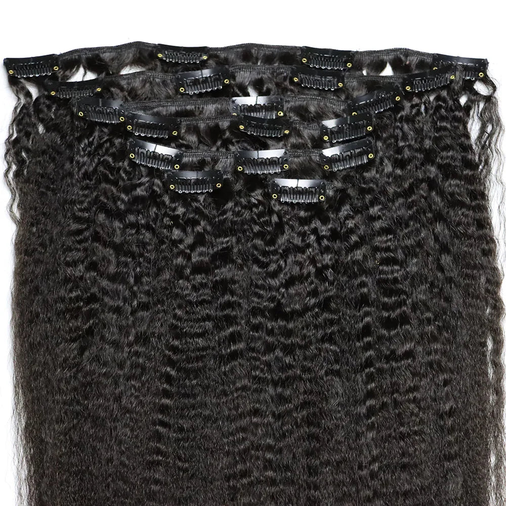 4C Clip Virgin Human Hair Bundles 120 Gram Clip In Hair Extensions for African Black Women