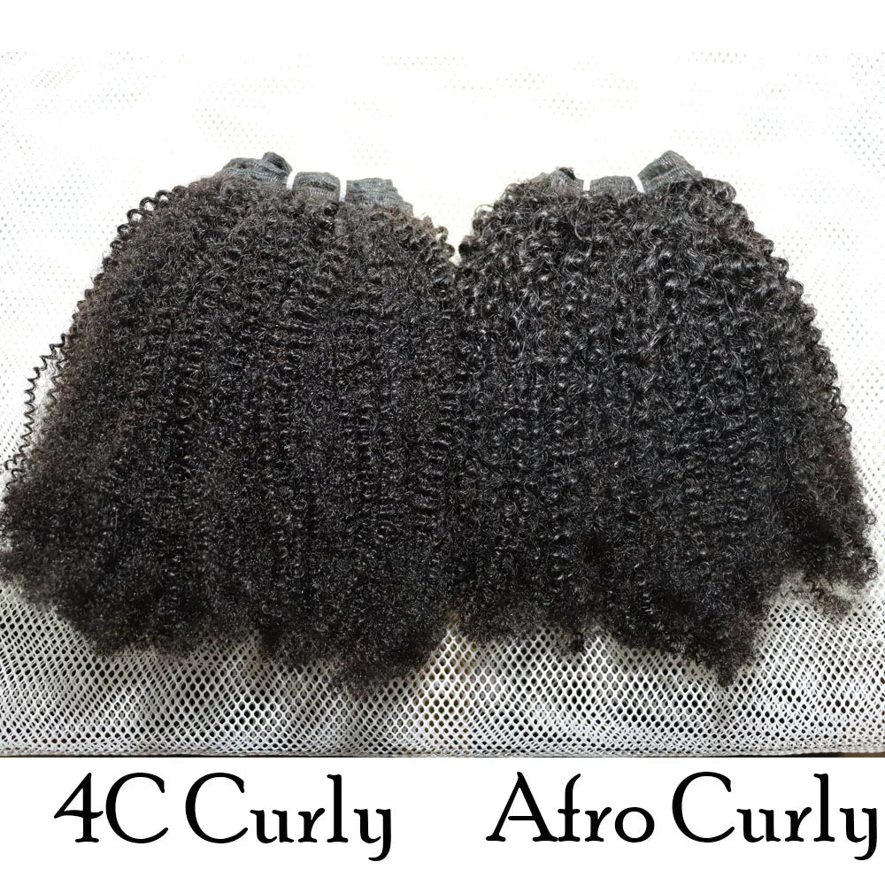 Human Hair Weft Different 4C Afro Kinky Curly Virgin Brazilian Human Hair Extensions Weave Bundles